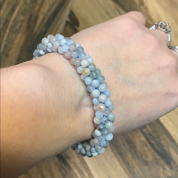 crocheted Morganite bracelet - Picture 6 of 8